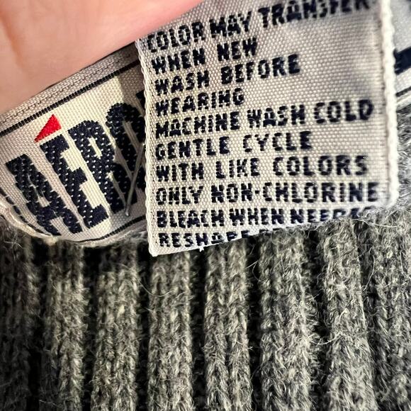 Mens Y2K Aeropastle Ribbed Knit Zip Up Sweater size Medium Mock Neck Gray grunge - Picture 8 of 8